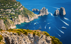 Capri, Faraglioni in the mediterranean sea. Italy, Naples