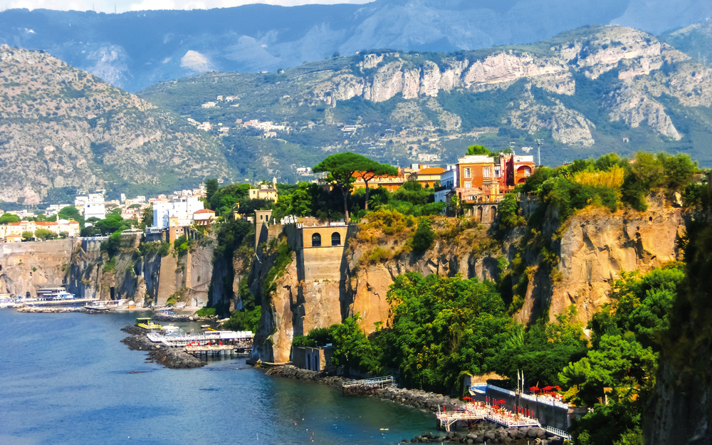 View of the coast in Sorrento, Italy.