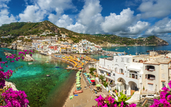 Landscape with Sant Angelo village, coast of Ischia, italy