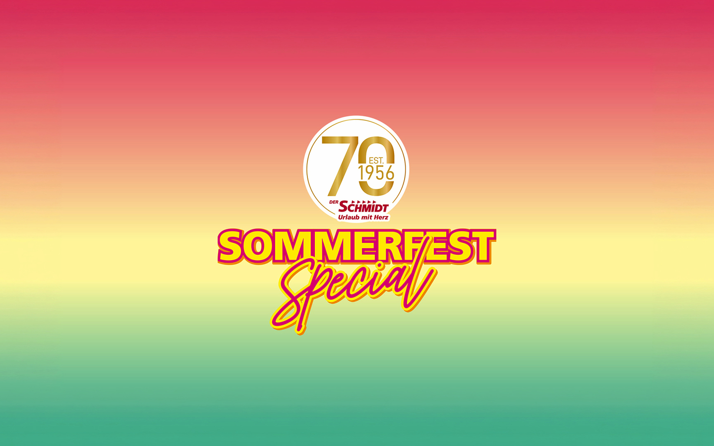 Logo des DER SCMIDT Sommerfest 2026 auf mehrfarbigem Hintergrund