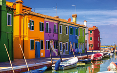 architecture of Burano island. Venice. Italy.