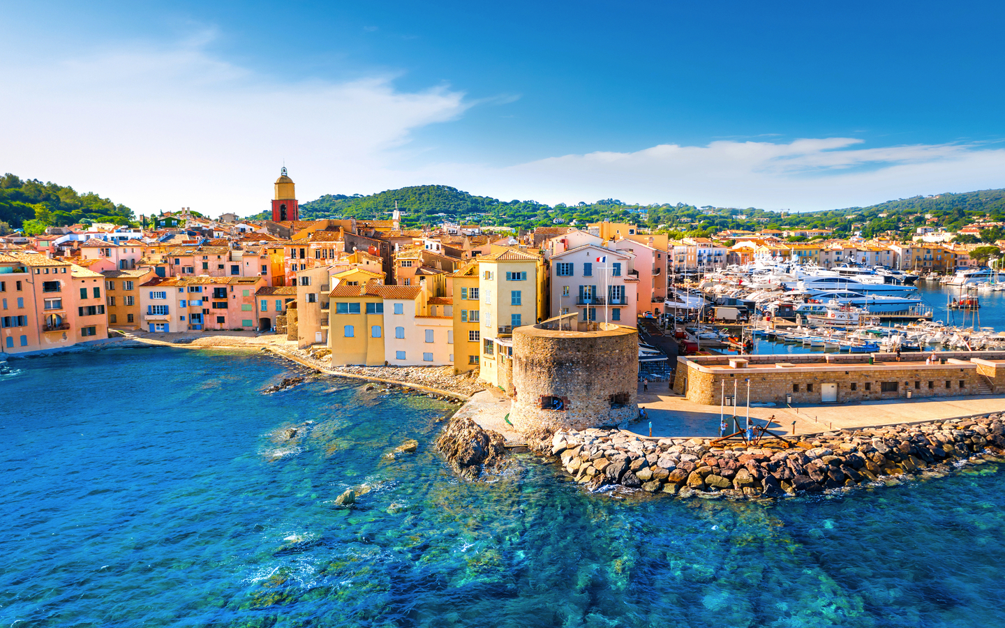 View of the city of Saint-Tropez, Provence, Cote d Azur, a popul