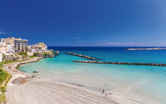 Beautiful town of Otranto and its beach, Salento peninsula, Pugl