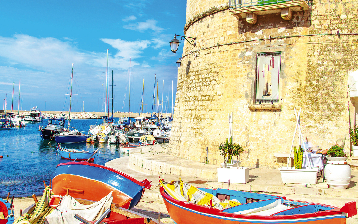 Fishing boats in small port Giovinazzo near Bari, Apulia, Italy