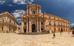 das historische Zentrum der Insel Ortigia in Syrakus auf Sizilien